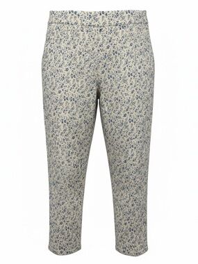 NWT Mario Serrani Floral Stretch Cuff Capri Blue Floral Pants M